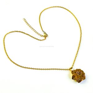 Colgante de ojo de tigre AAA con forma de flor, collar de cristal tallado a mano para mujer, colgante de piedra preciosa, fabricación de joyería artesanal al por mayor - Product Image 5