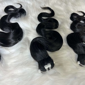 40 piezas Qhair vietnamita suave de alta calidad pelo crudo cuerpo negro máquina de trama de ondas Paquete de doble dibujado de Qhair - Product Image 2