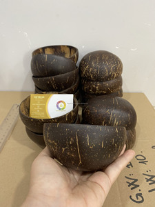 Cuenco de cáscara de coco natural hecho a mano con juego de tenedor de madera Material de PC ecológico para fiestas de boda utensilios de cocina vajilla - Product Image 3