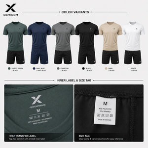 Ensemble T-shirt et short X-Men à manches courtes, séchage rapide, tricoté, tenue sportive d'été, noir et vert, article tendance, OEM/ODM, logo X - Product Image 5