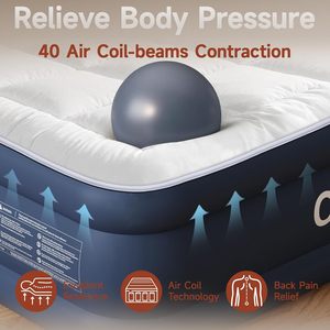 Matelas pneumatique Queen avec pompe intégrée et surmatelas matelassé, matelas gonflable confortable de 20 pouces avec sac de transport - Product Image 2