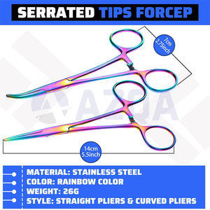 Pinzas Curvas y Rectas de Acero Inoxidable con Recubrimiento de Titanio Arcoíris para Joyería Corporal y Piercing - Product Image 3