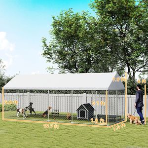 Cuccia per Cani da Esterno Resistente con Tetto Impermeabile e Chiusura Sicura 19.7 X 7.5 X 7.9, Recinto a Rete per Cani da Giardino, Arredo per Animali Domestici - Product Image 3
