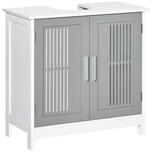 Mobiletto Sottolavabo Grigio e Bianco, Armadietto da Bagno di Alta Qualità, Mensole per Bagno - Product Image 1
