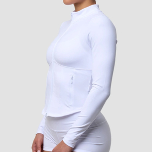 Women's Yoga Fitness Wear Jacket Knitted Spandex Lining Breathable Eco-Friendly Zipper <b>Long</b> <b>Sleeve</b> 100% Polyester Stand Autumn - Product Image 2