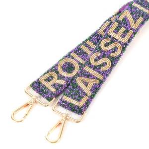 Sangle de sac perlée ROIT LAISEZ Violet Vert Or Poignée Tendance Colorée - Product Image 1