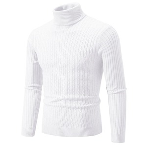 New Men's High Neck <b>Sweater</b> Solid Color Pullover Knitted Warm Casual <b>Turtleneck</b> Sweatwear Woolen Mens Winter Outdoor Tops - Product Image 1
