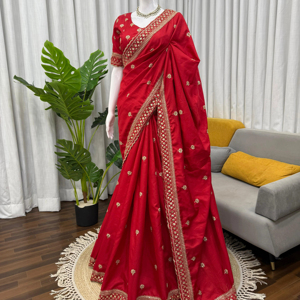 premium jalpari silk saree wholesale intricate thread sequence work party wear collection unstitched blouse piece 5.5 <b>meters</b> - Product Image 1