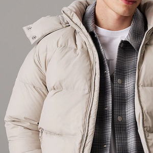 High Quality Flint Gray Hooded Down <b>Puffer</b> <b>Jacket</b> Water Repellent Nylon Detachable Drawstring Hood Elasticated Zip <b>Cheap</b> Price - Product Image 2