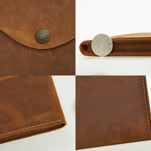 Bolsa de documentos vintage de cuero genuino, organizador estilo sobre con cierre de botón, color marrón, duradera, para certificados. - Product Image 6