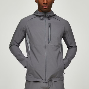 Veste de sport décontractée pour homme, coupe-vent légère à fermeture éclair, extensible, à capuche, pour activités de plein air et entraînement - Product Image 1