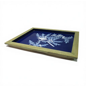 Plateau de service en bois de manguier émaillé coloré personnalisable, peint à la main, plateau décoratif pour le thé, pour la maison, la cuisine, la salle à manger - Product Image 6