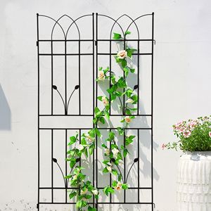 Set di 4 Tralicci da Giardino in Metallo Antiruggine 180 cm x 45 cm Neri, Supporto per Fiori da Esterno per Piante Rampicanti - Product Image 4