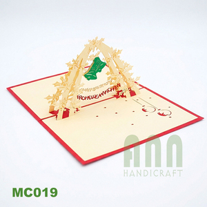 Tarjetas de Navidad 3D personalizadas hechas a mano, campanas de Feliz Navidad, recuerdo de Año Nuevo, impresión Offset, tarjetas de felicitación, Vietnam mate - Product Image 5