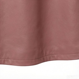 Women's A-Line PU Leather Midi <b>Skirt</b> <b>Elastic</b> <b>Waist</b> <b>with</b> Tie Belt Solid Color - Product Image 6