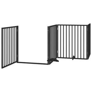 Barrière pliable pour chien à 4 panneaux avec porte, 126,0 pouces, en bois de peuplier noir, barrière et enclos pour animaux de compagnie - Product Image 4