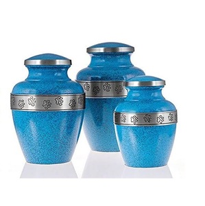โกศสําหรับสัตว์เลี้ยงโลหะแถบสีน้ําเงินสําหรับราคาไม่แพง โกศโลหะสําหรับงานศพสัตว์เลี้ยง ใช้โกศสัตว์เลี้ยงโลหะที่ทําด้วยมือพร้อมรอยเท้า - Product Image 1