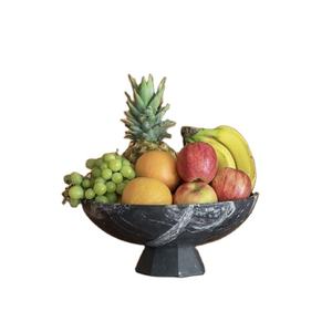 Bol à fruits en marbre, bonbons et salade, décoration de table de salon, bol à fruits en marbre couleur pierre grise à vendre - Product Image 1
