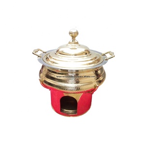 Mejor Oferta: Plato para Calentar Comida Redondo de Latón Martillado para Catering - Product Image 1