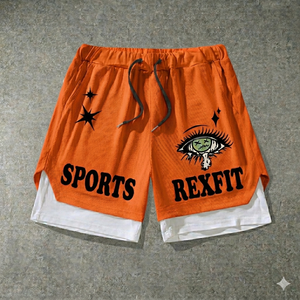 Shorts de sport REXFIT pour hommes, couleur unie, imprimés, shorts de course personnalisés, shorts d'entraînement, taille élastique, fournisseur de vêtements de sport - Product Image 2