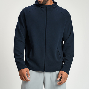 Sudadera con Capucha Negra para Hombre, Cierre de Cremallera, Corte Regular, Tejido de Poliéster Transpirable, Informal, Color Sólido, Logotipo Frontal, Ropa de Otoño - Product Image 6