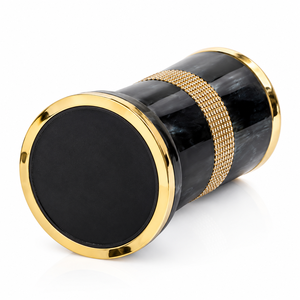 Vaso de Cristal con Efecto Cuerno Negro, Ecológico, de Cuerno de Búfalo, con Banda de Cuentas Doradas, Hecho a Mano, Forma Natural, Diseño Rústico - Product Image 2