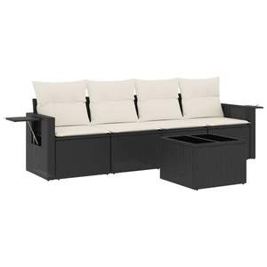 Conjunto de Sofá de Jardín de Ratán PE Negro con Acero con Recubrimiento en Polvo y Vidrio Templado, Muebles de Exterior Duraderos - Product Image 2