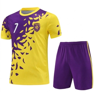 Custom Football Men's Soccer Jersey 100% Polyester <b>Mesh</b> Breathable O-Neck Short Sleeve Summer Football Uniform Elastic Waist - Product Image 1