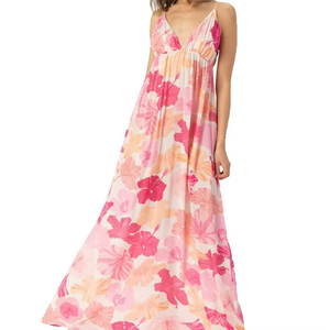 Robe longue de plage de style hawaïen pour femmes, de haute qualité, personnalisée, en gros, pour les vacances, les fêtes, imprimé floral, robes pour femmes - Product Image 1