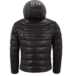 Men's Hooded Leather <b>Jacket</b> Solid Color Windproof Zipper Closure Casual Winter <b>Jacket</b> Thick <b>Slim</b> <b>Fit</b> Regular Length - Product Image 3