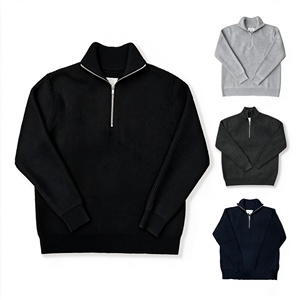 Suéter informal de manga larga con cuello alto y cremallera para mujer, de punto negro - Product Image 5