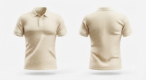 Camisa Polo Personalizada para Hombre, Color Beige con Puntos, Bordes Negros Finos y Lisos, Manga Corta, Informal, de Algodón, para Golf, Diseño de Verano - Product Image 2