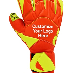 Gants de gardien de but de football personnalisables, rouge, vert lime, PU, doigts entiers, antidérapants, respirants, sangle de poignet réglable, unisexe - Product Image 2