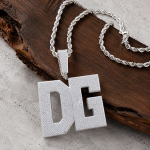 Custom Christian Hip Hop Letter DG Full Iced Out Micro Pave Moissanite <b>Silver</b> <b>Initial</b> Pendant <b>Necklace</b> Wholesale - Product Image 2