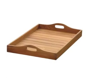 Plateau de service carré moderne en bois avec motif végétal sculpté, design traditionnel haut de gamme fait main pour utilisation sur table - Product Image 2