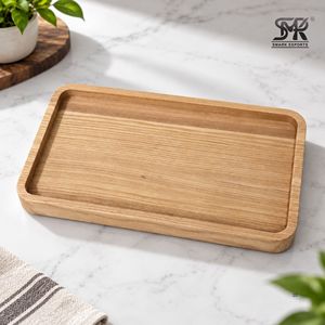 Bandeja de Madera con Borde Elevado y Acabado Liso, de un Solo Nivel, para Relojes, Joyas, Llaves, Carteras, Organizador para Cocina y Habitación de Hotel - Product Image 1