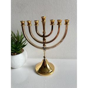 Candelabro judío de latón de 9 brazos, menorah de lujo, portavelas para Hanukkah, accesorios de mesa, decoración de boda, hecho a mano. - Product Image 6