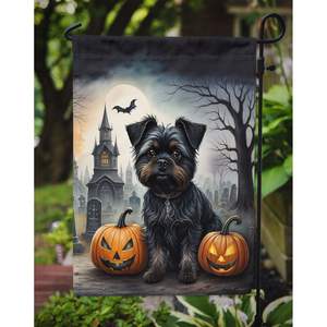 Affenpinscher Spooky Halloween Drapeau de jardin Boîte aux lettres multicolore Bannière de cour décorative pour patio Oeuvre de fleurs Petite taille - Product Image 3