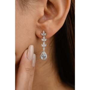 14K Art Deco Aquamarine and <b>Diamond</b> <b>Dangle</b> <b>Earrings</b> - Product Image 3