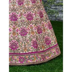 Seductor melocotón bordado seda nupcial Lehenga Choli con Dupatta para ropa de boda - Product Image 3