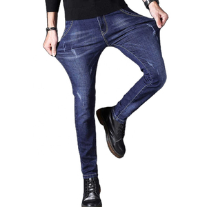 Jeans de mezclilla transpirables al por mayor ODM para hombre, pantalones ajustados tipo lápiz con estampado lavado a la piedra - Product Image 1