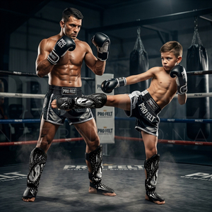 Protège-tibias en cuir PU à prix de gros pour Muay Thai, unisexe, pour entraînement de Kick Boxing et MMA, avec mousse EVA - Product Image 2