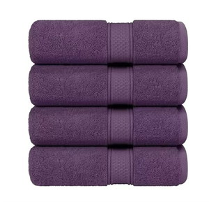 Purple Terry Cloth <b>Towels</b> Set of Four Solid Color Bath <b>Towels</b> Soft Absorbent Plush <b>Towels</b> for Bathroom Use - Product Image 1