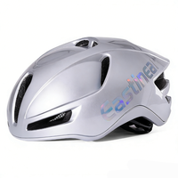 Casque de vélo de route Aero Silver avec rembourrage en silicone alvéolé 3D et lumière LED rechargeable, casque de vélo ultraléger et aérodynamique