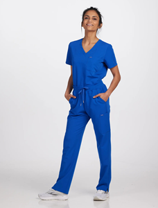 Hauts de blouse en polyester tricoté à manches courtes et col en V sur mesure pour femmes, uniformes médicaux d'hôpital avec poches pour médecins et infirmières - Product Image 4