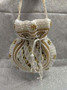 งานฝีมือทำมือ ผ้าฝ้ายวินเทจสำหรับกระเป๋าคลัทช์แบบมีเชือกผูก สำหรับงานแต่งงานและของขวัญสำหรับงานเลี้ยงเจ้าสาว - Product Image 2