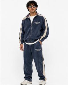 Conjunto Deportivo para Hombre, Sudadera con Cierre Completo y Bolsillo Frontal, Corte Regular, Ropa Deportiva Casual para Otoño, Color Lavado Ácido, Poliéster Mate - Product Image 1