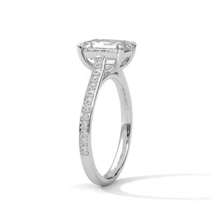 Luxury Moissanite <b>Silver</b> 925 <b>Ring</b> <b>Emerald</b> Cut Diamond Look Elegant Engagement Jewelry for Wedding Party and Gift - Product Image 1