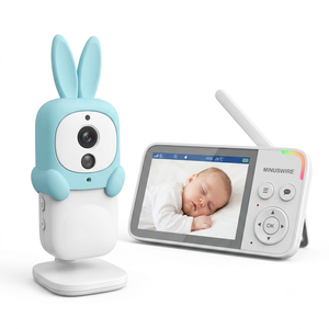 KT-313SR กล้องเฝ้าดูเด็กไร้สายรูปกระต่ายสีฟ้าน่ารัก จอแสดงผล IPS ขนาด 3.5 นิ้ว การมองเห็นในเวลากลางคืน เสียงสองทาง ของขวัญที่ดีที่สุดสำหรับทารกแรกเกิด - Product Image 1