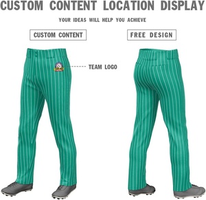 Pantalon de baseball élastique imprimé à fines rayures pour hommes pantalon de baseball ample et sublimé avec logo d'équipe de sport personnalisé - Product Image 4